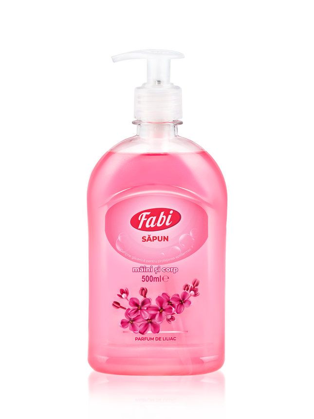 Săpun lichid, Fabi, roz, parfum flori de liliac