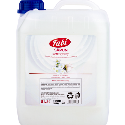 Săpun lichid, Fabi, alb, parfum iasomie, trandafir și ylang ylang