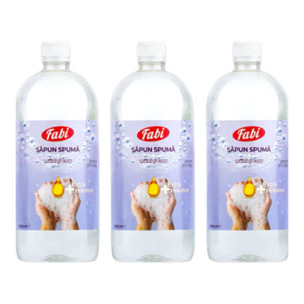 Set 3 x 1 litru săpun spumă hidratant, pachet economic pentru necesități mari, combină igiena eficientă cu protecția pielii.