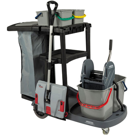 Cărucior curățenie, Sprintus, 2 găleți × 17 L, 4 găleți × 4 L, sac 120 L – 301106