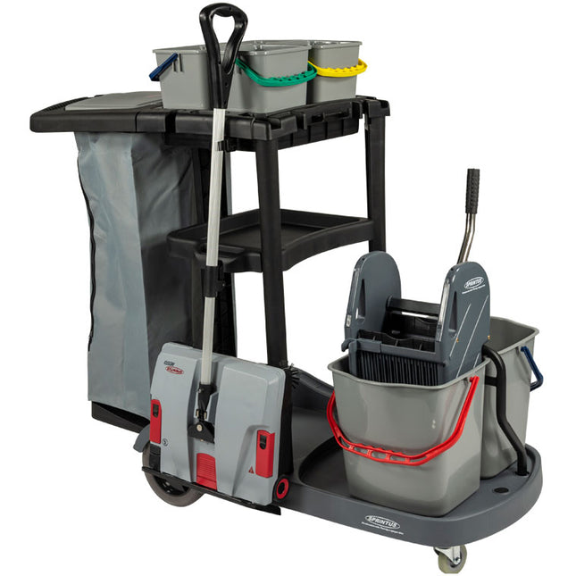 Cărucior curățenie, Sprintus, 2 găleți × 17 L, 4 găleți × 4 L, sac 120 L – 301106