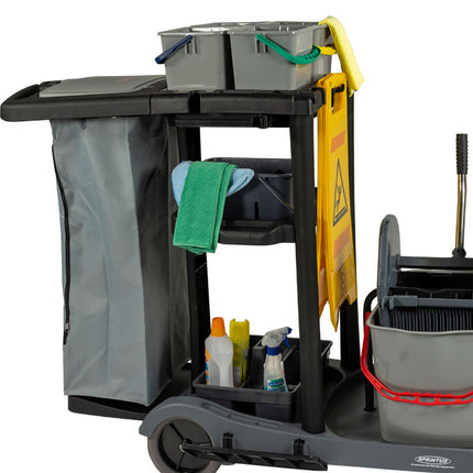 Cărucior curățenie, Sprintus, 2 găleți × 17 L, 4 găleți × 4 L, sac 120 L – 301106