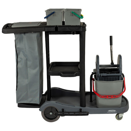Cărucior curățenie, Sprintus, 2 găleți × 17 L, 4 găleți × 4 L, sac 120 L – 301106