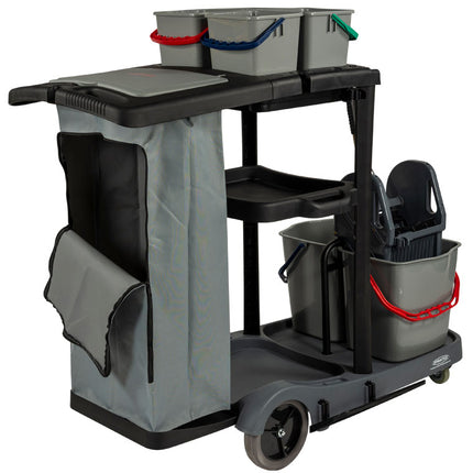 Cărucior curățenie, Sprintus, 2 găleți × 17 L, 4 găleți × 4 L, sac 120 L – 301106