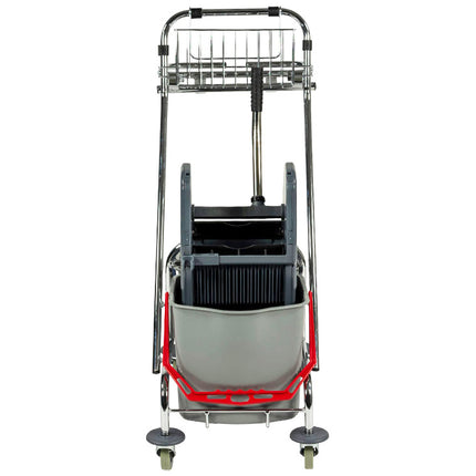 Cărucior profesional curățenie, Sprintus, cadru metalic cromat, 2 × 17 L, cu storcător – 301081