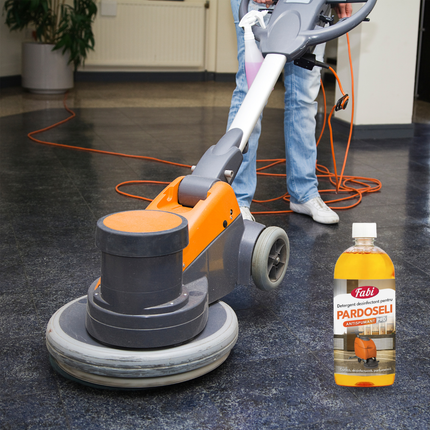 Eticheta detergent Fabi Pro portocaliu 1 L antispumant pentru pardoseli