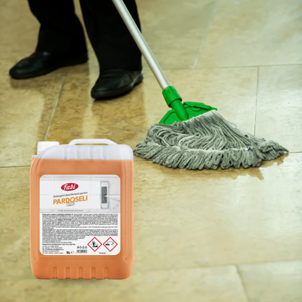 Eticheta detergent dezinfectant Fabi Pro portocaliu 5 L pentru pardoseli