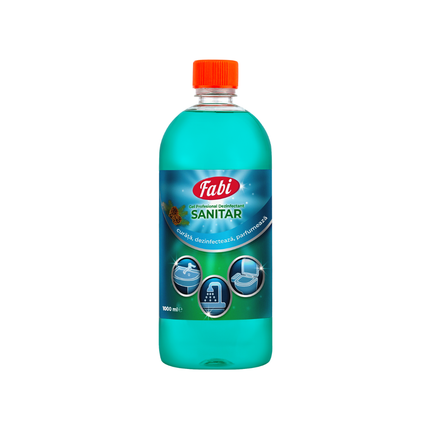 Detergent sanitar sub formă de gel, 1 litru, ideal pentru curățarea verticală a vaselor de toaletă și a suprafețelor din baie, aderă bine pentru o acțiune prelungită.