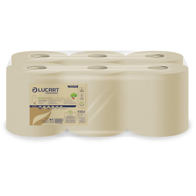 Prosop hârtie, Lucart, L-One Maxi 450, midi, derulare centrală, 2 straturi, natur, 158 m/rolă - 852277