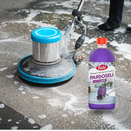 Detergent dezinfectant antispumant Fabi Pro mov 1 L pentru pardoseli, avizat biocid