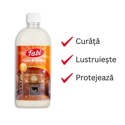 Detergent profesional pentru lemn și mobilă, Fabi, curăță și protejează mobilierul