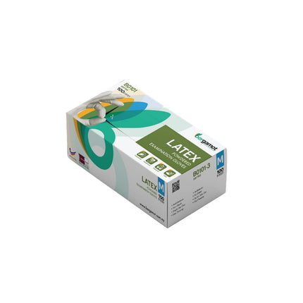 Cutie 100 mănuși medicale, Bergamot, din latex, pudrate