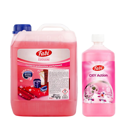 Pachet produse curățare covoare, Fabi, Detergent covor manual 5L & Oxy Action 1L