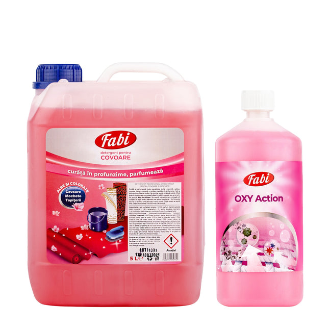 Pachet produse curățare covoare, Fabi, Detergent covor manual 5L & Oxy Action 1L