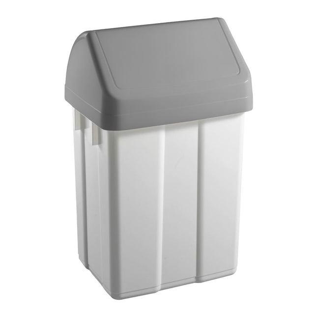 Coș de gunoi, Patty, 12L, 20 x 25 x 40 cm, alb, cu capac batant gri