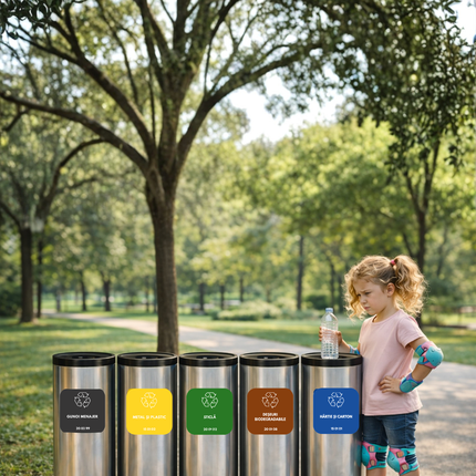 Coș de gunoi pentru colectare selectivă, Alda, EKO Round Prestige, 45 L, inox, capac negru – 657D