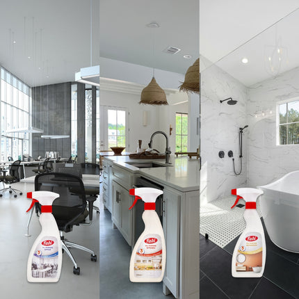 Set produse multifuncționale pentru curățenie, Fabi, All Purpose Bathroom + Kitchen + Office, 500 ml + 3 lavete
