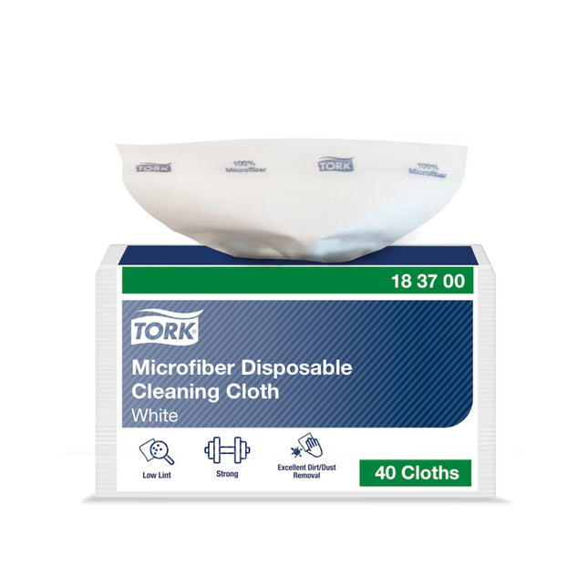 Lavete microfibră de unică folosință, Tork, albe, 14.7×34 cm, (40 bucăți/pachet), 183700