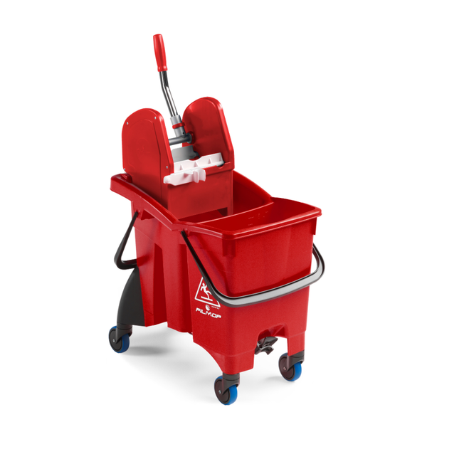 Cărucior profesional Filmop, TWICE, găleată roșie, 30 L cu două compartimente și storcător – 0000SL2800B