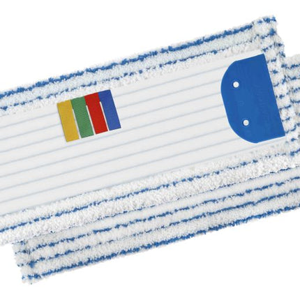 Rezervă mop din microfibră Filmop SPEEDY SKILL-FUR albă cu dungi albastre 40x13 cm pentru curățare profesională