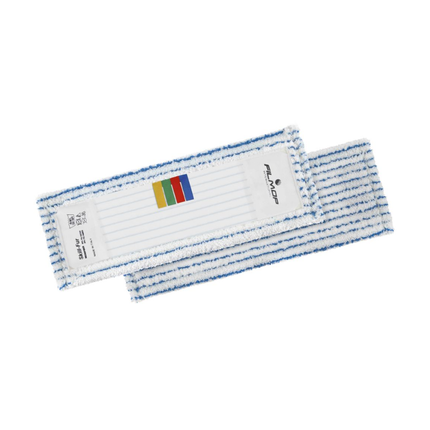 Rezervă mop plat din microfibră Filmop SKILL-FUR albă cu dungi albastre 40x13 cm cu buzunare