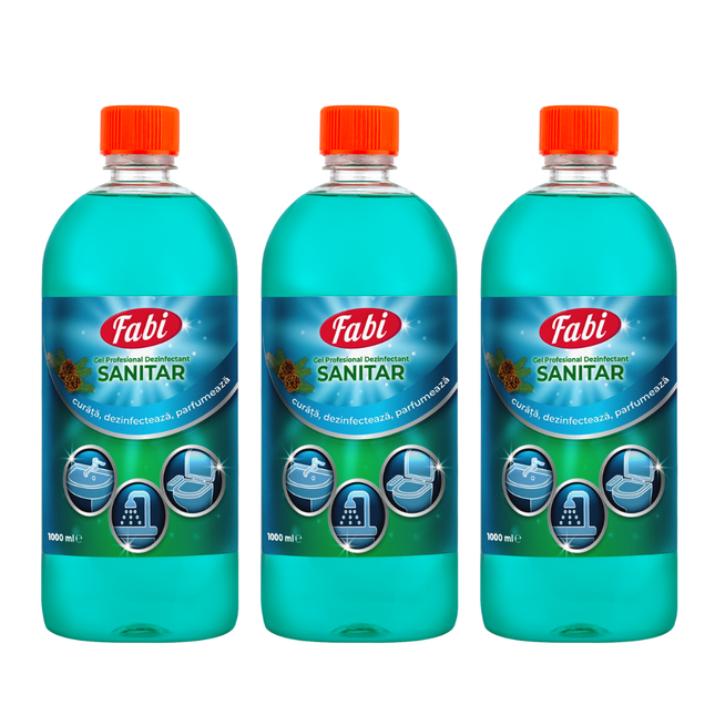 Detergent Sanitar (pentru obiecte sanitare), Fabi, 3 x 1L, dezinfectant